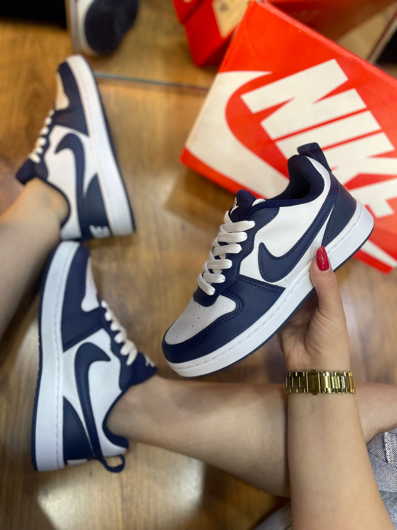 Tênis Nike Borough Low Branco/azul marinho