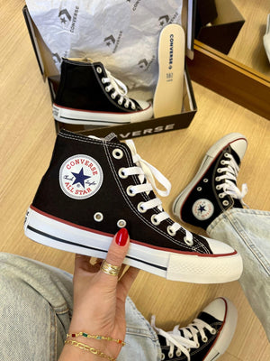 Tênis All Star Cano Alto Preto Lona