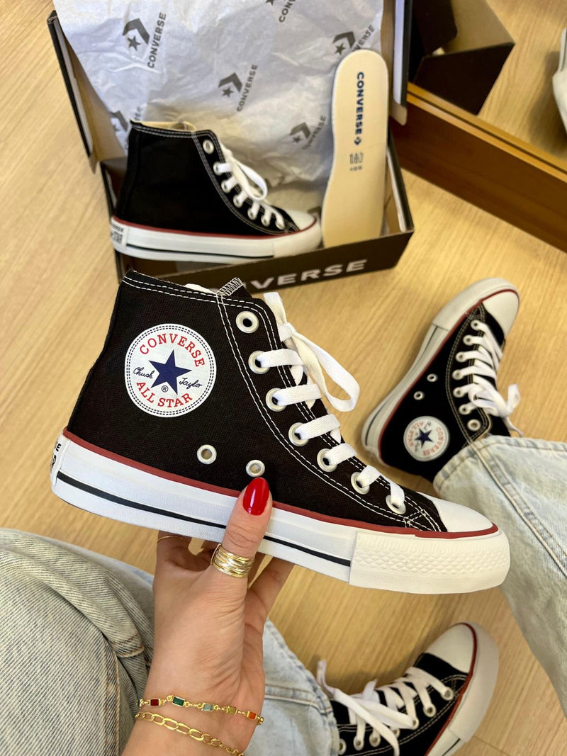 Tênis All Star Cano Alto Preto Lona