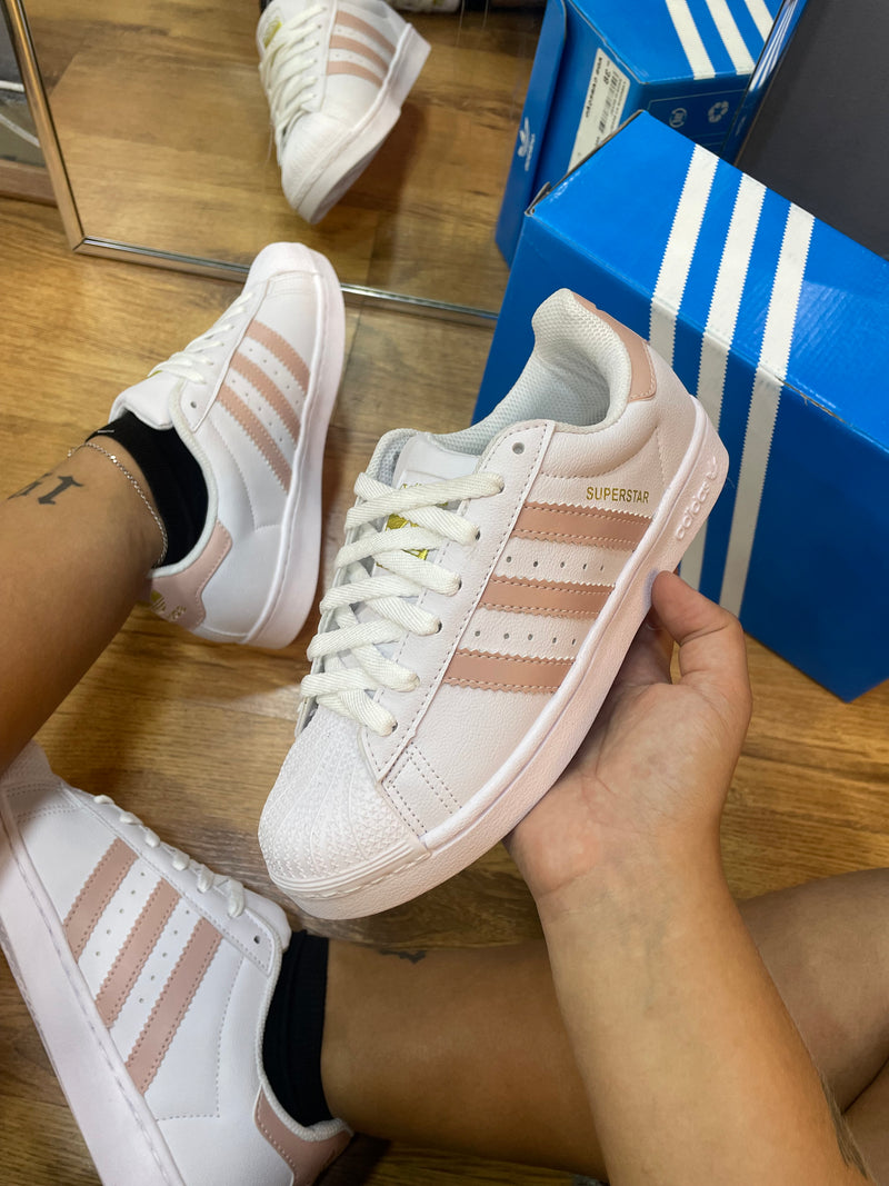 Adidas superstar branco/rose