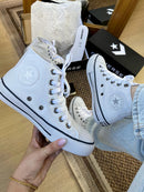 Tênis All Star Cano Alto Branco Courino