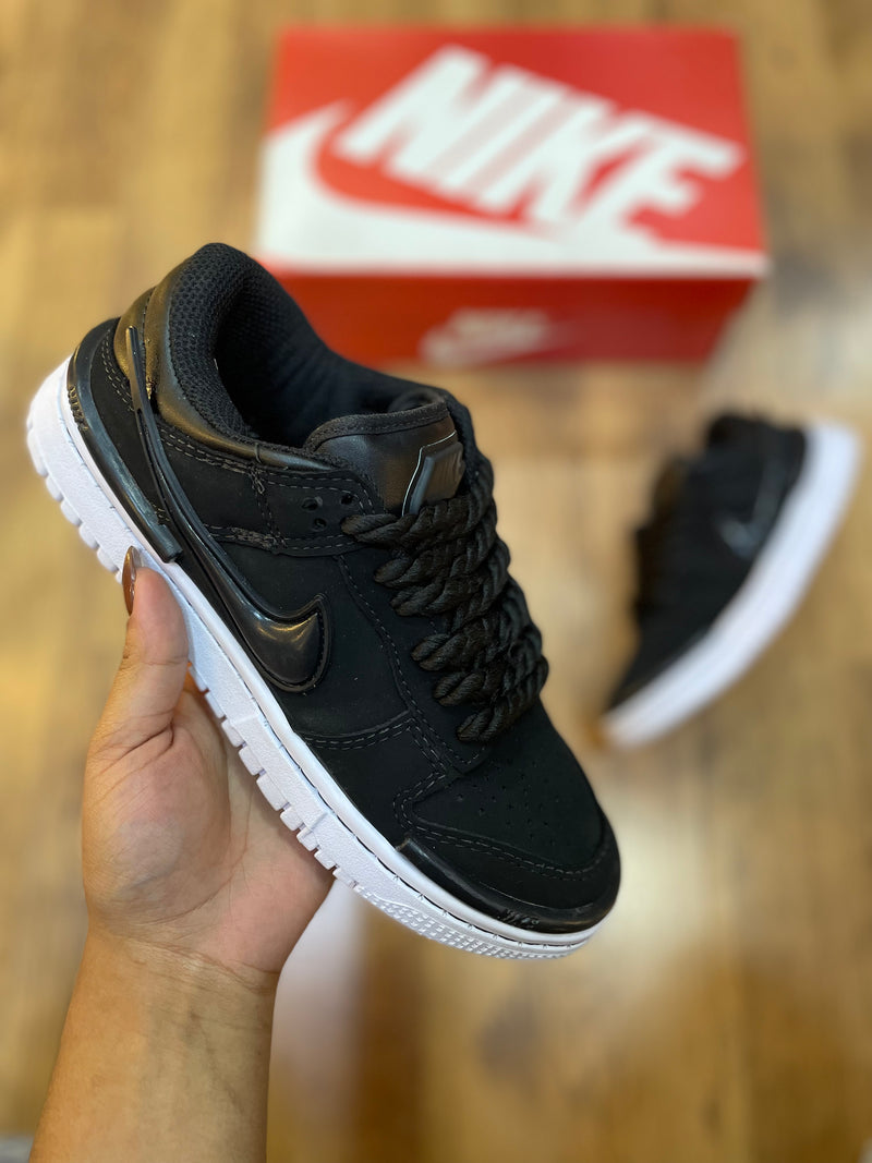 Dunk low twist preto/branco premium